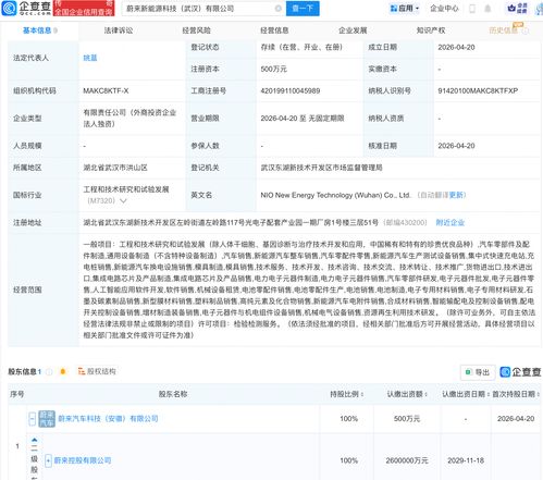 蔚來(lái)于武漢成立新能源科技公司，布局人工智能軟件開(kāi)發(fā)